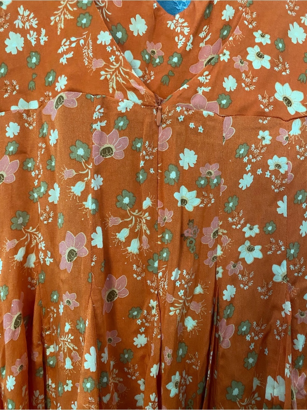Free People Orange Floral Tie-Front Mini Dress - Picture 5 of 7